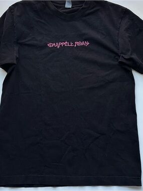 SHEIN Black Short Sleeve Tee with Pink Center Script